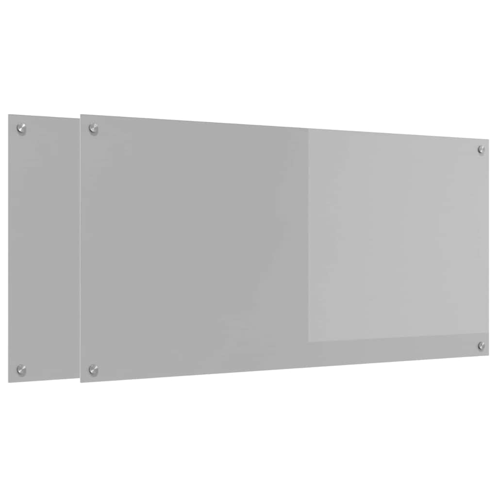 Keukenachterwand 2 st Lichtgrijs 120 x 60 cm gehard glas