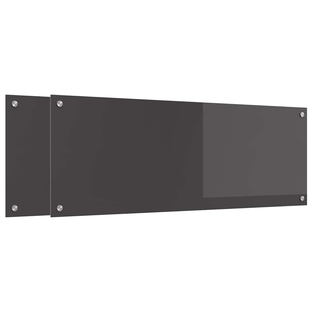 Keukenachterwand 2 st Donkergrijs 110 x 40 cm gehard glas