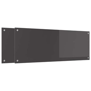 Keukenachterwand 2 st Donkergrijs 110 x 40 cm gehard glas