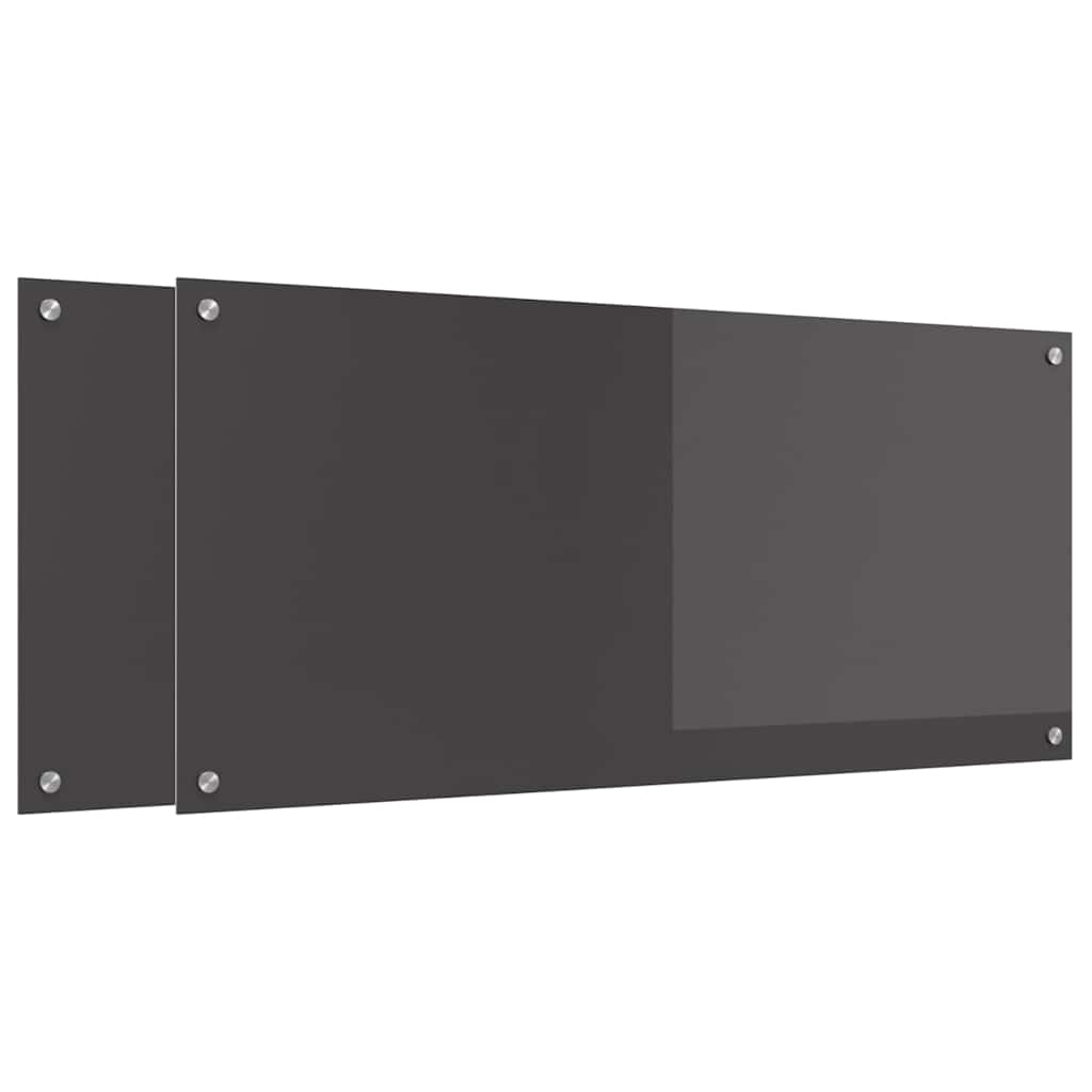 Keukenachterwand 2 st Donkergrijs 110 x 50 cm gehard glas