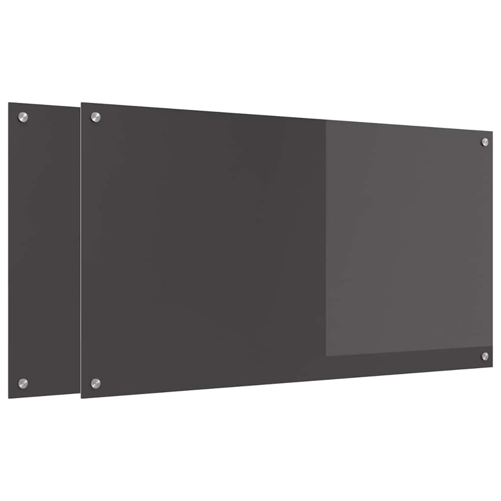 Keukenachterwand 2 st Donkergrijs 110 x 60 cm gehard glas