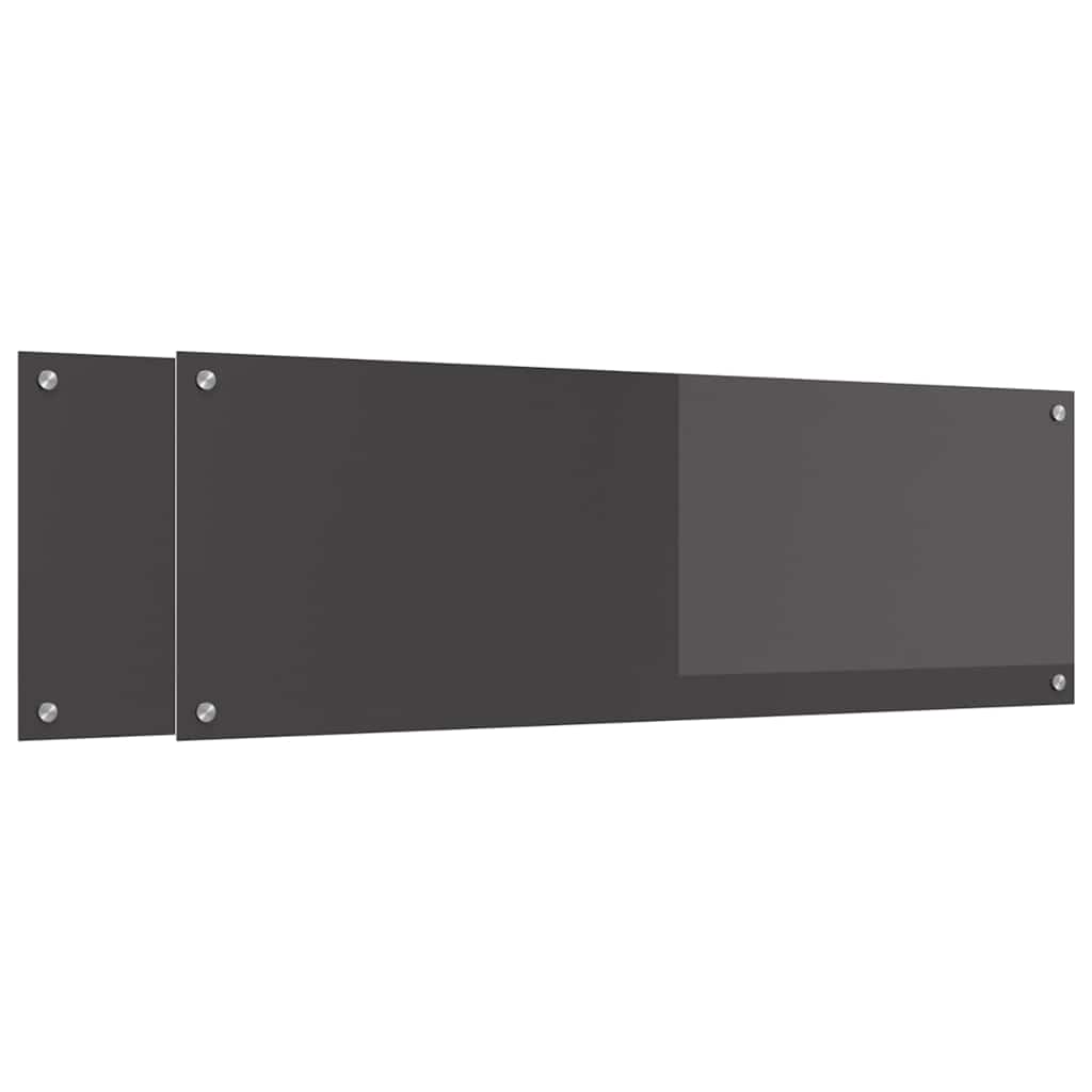 Keukenachterwand 2 st Donkergrijs 120 x 40 cm gehard glas