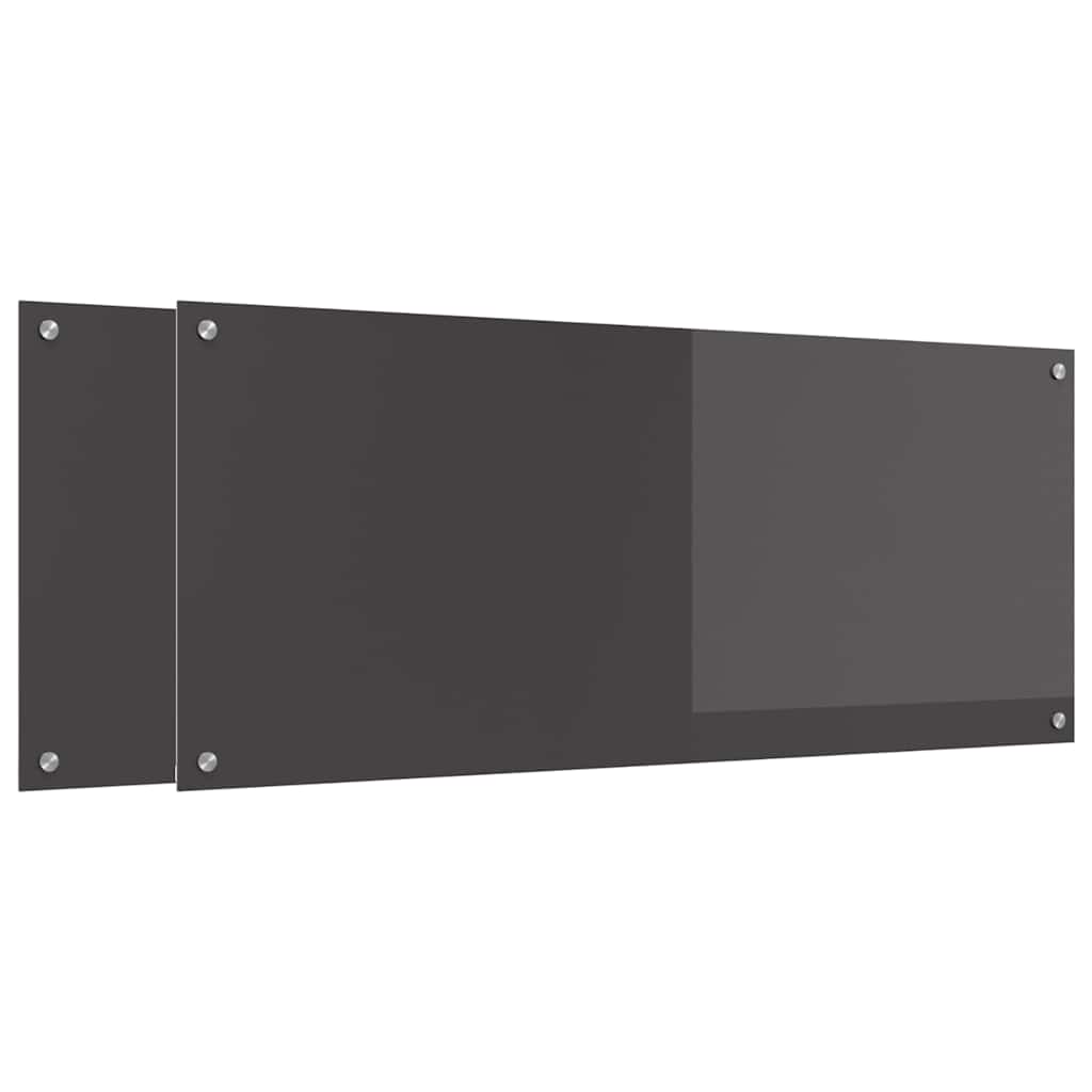 Keukenachterwand 2 st Donkergrijs 120 x 50 cm gehard glas