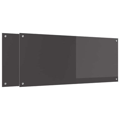 Keukenachterwand 2 st Donkergrijs 120 x 50 cm gehard glas