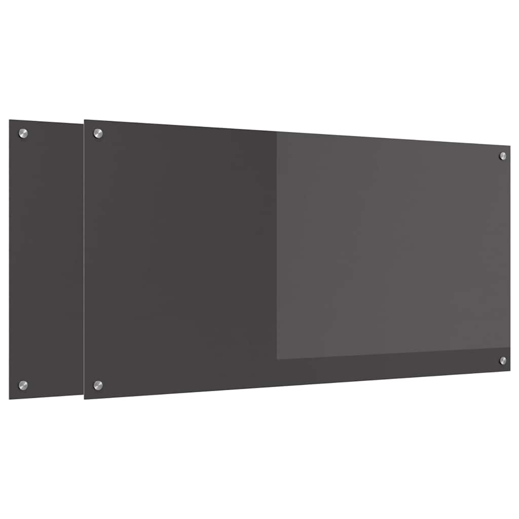 Keukenachterwand 2 st Donkergrijs 120 x 60 cm gehard glas