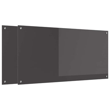 Keukenachterwand 2 st Donkergrijs 120 x 60 cm gehard glas
