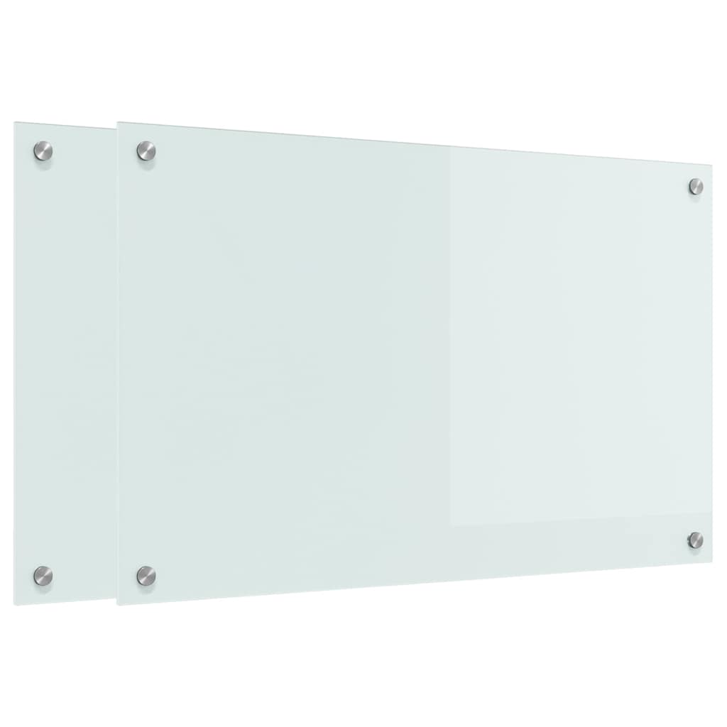 Keukenachterwand 2 st Wit 80 x 50 cm gehard glas