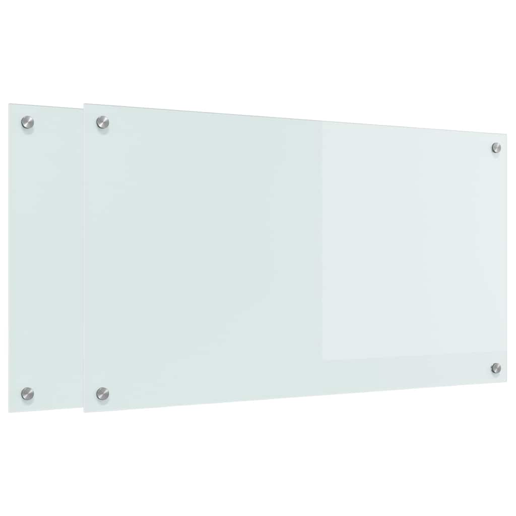 Keukenachterwand 2 st Wit 90 x 50 cm gehard glas