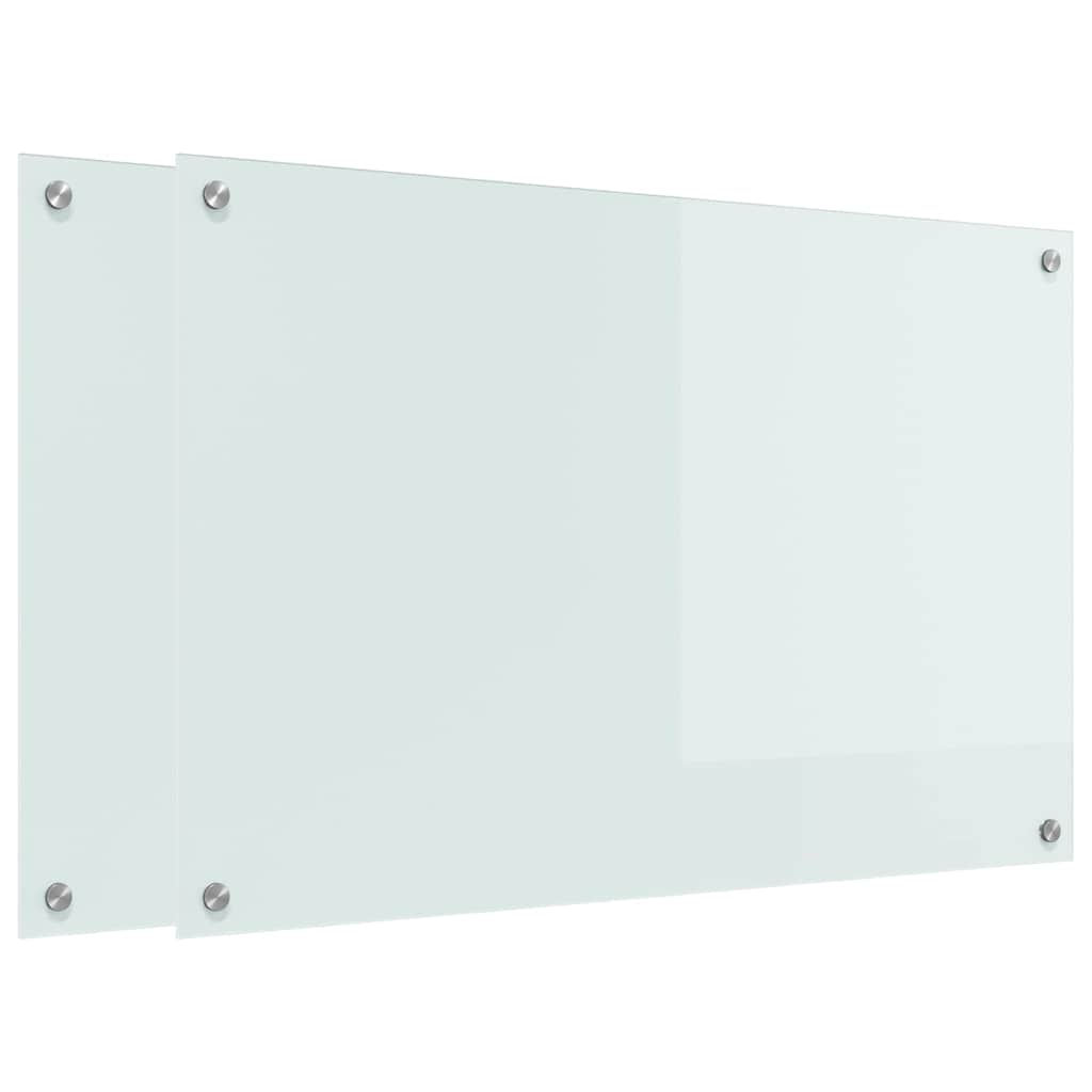Keukenachterwand 2 st Wit 90 x 60 cm gehard glas
