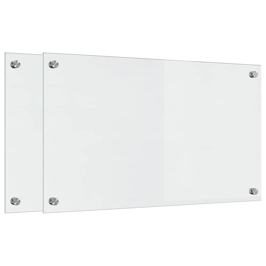 Keukenachterwand 2 st Doorzichtig 70 x 40 cm gehard glas