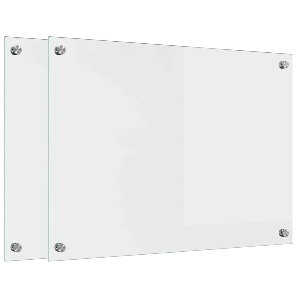 Keukenachterwand 2 st Doorzichtig 70 x 50 cm gehard glas