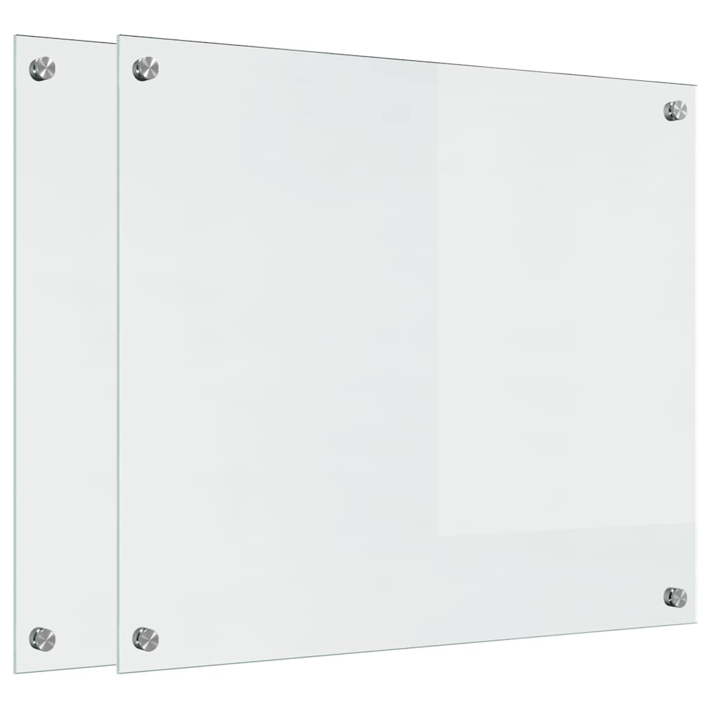 Keukenachterwand 2 st Doorzichtig 70 x 60 cm gehard glas
