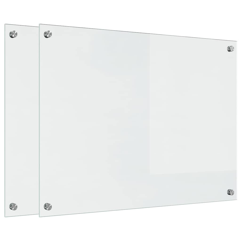 Keukenachterwand 2 st Doorzichtig 80 x 60 cm gehard glas
