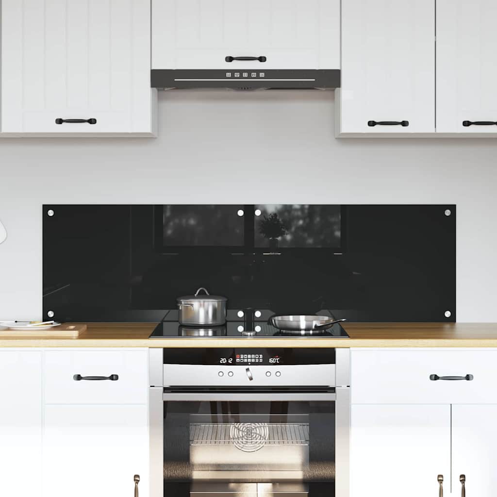 Keukenachterwand 2 st Zwart 70 x 40 cm gehard glas
