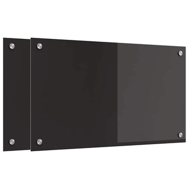 Keukenachterwand 2 st Zwart 70 x 40 cm gehard glas