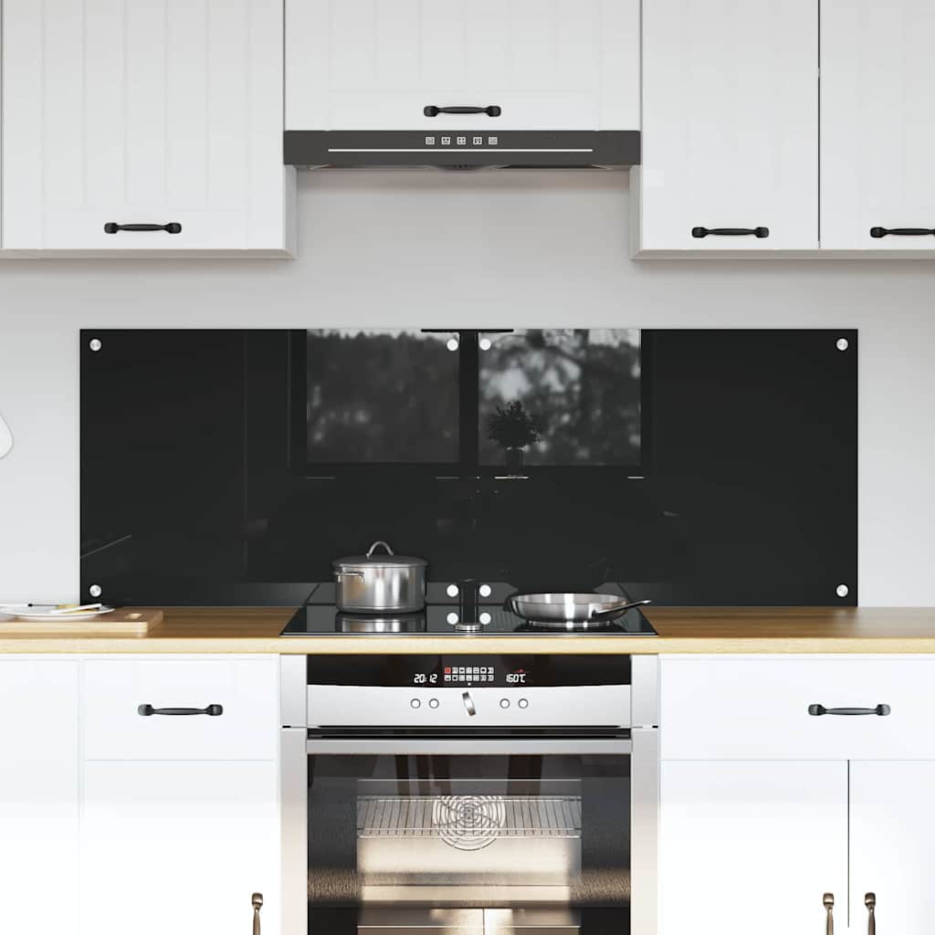 Keukenachterwand 2 st Zwart 70 x 50 cm gehard glas