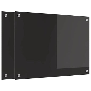 Keukenachterwand 2 st Zwart 70 x 50 cm gehard glas