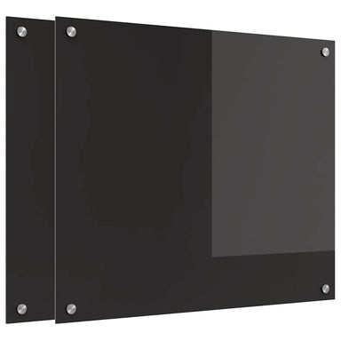 Keukenachterwand 2 st Zwart 70 x 60 cm gehard glas