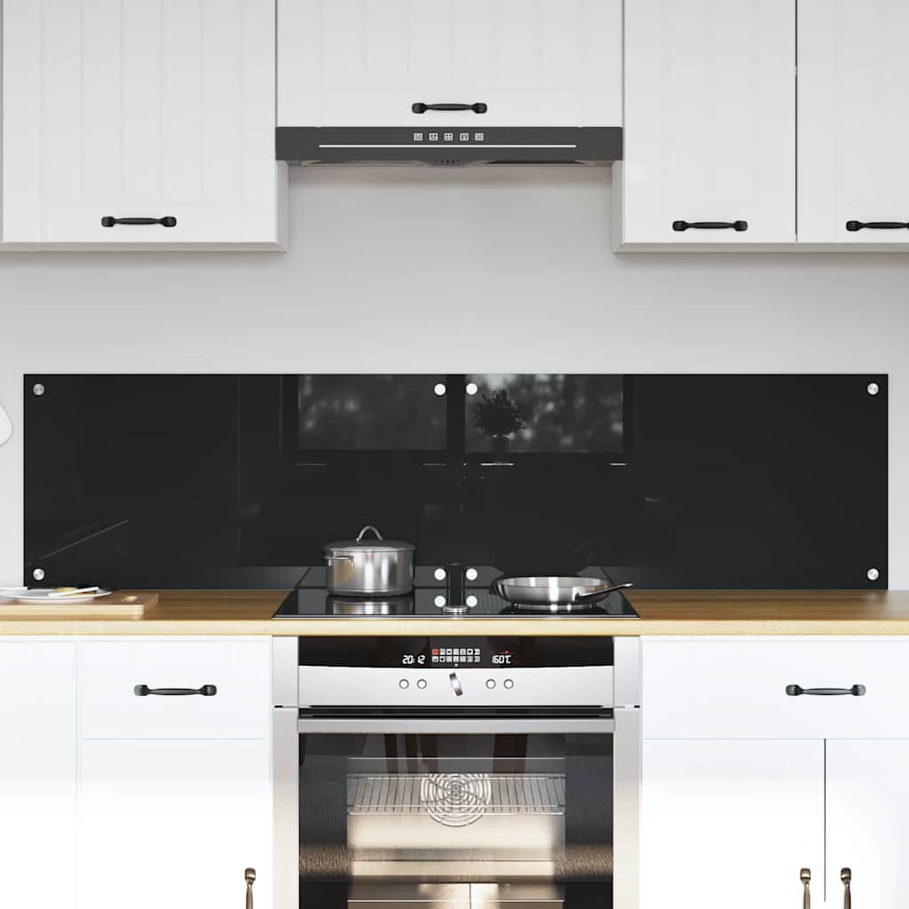 Keukenachterwand 2 st Zwart 80 x 40 cm gehard glas