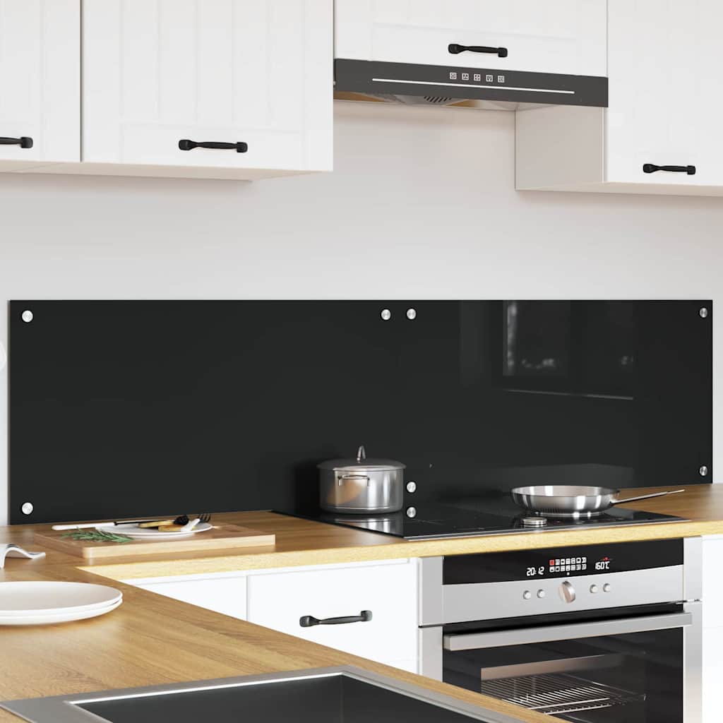 Keukenachterwand 2 st Zwart 80 x 40 cm gehard glas