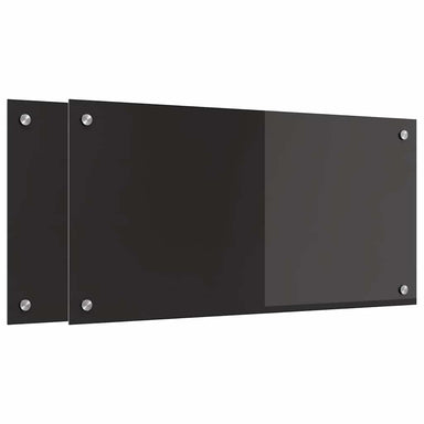 Keukenachterwand 2 st Zwart 80 x 40 cm gehard glas