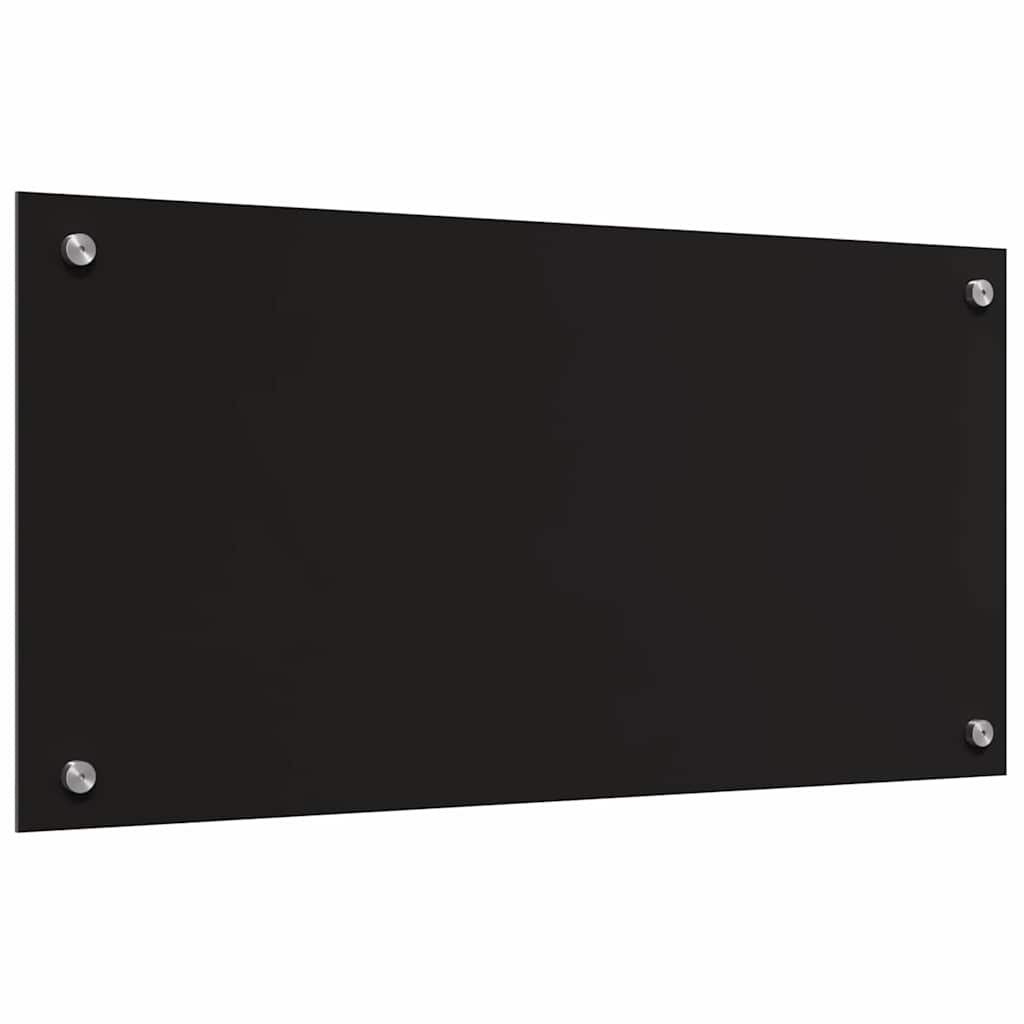 Keukenachterwand 2 st Zwart 80 x 40 cm gehard glas