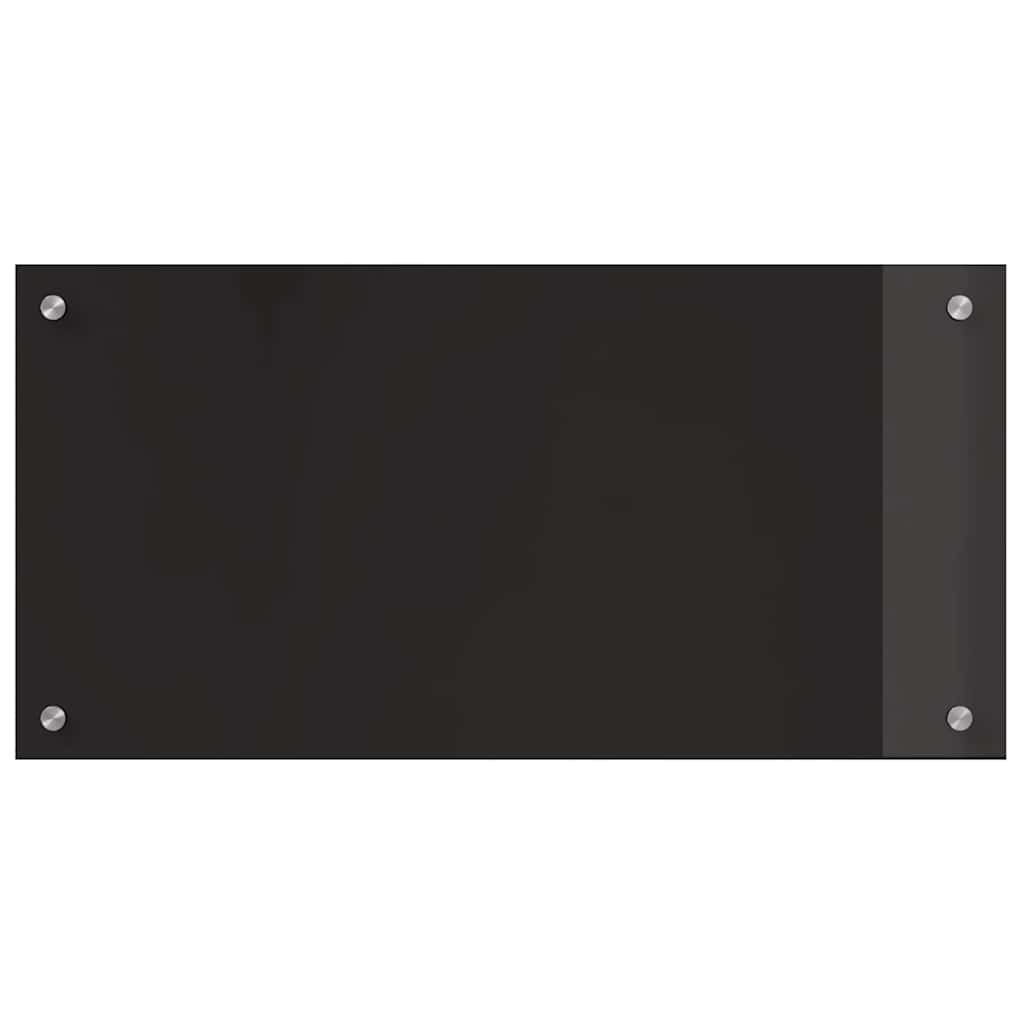 Keukenachterwand 2 st Zwart 80 x 40 cm gehard glas