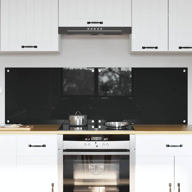 Keukenachterwand 2 st Zwart 80 x 50 cm gehard glas