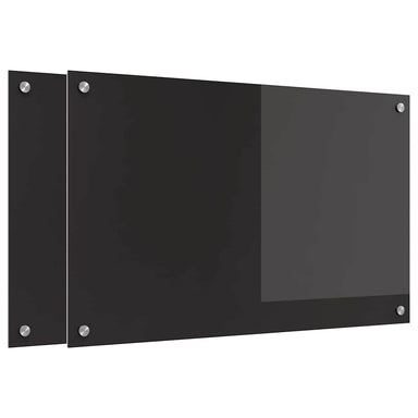 Keukenachterwand 2 st Zwart 80 x 50 cm gehard glas