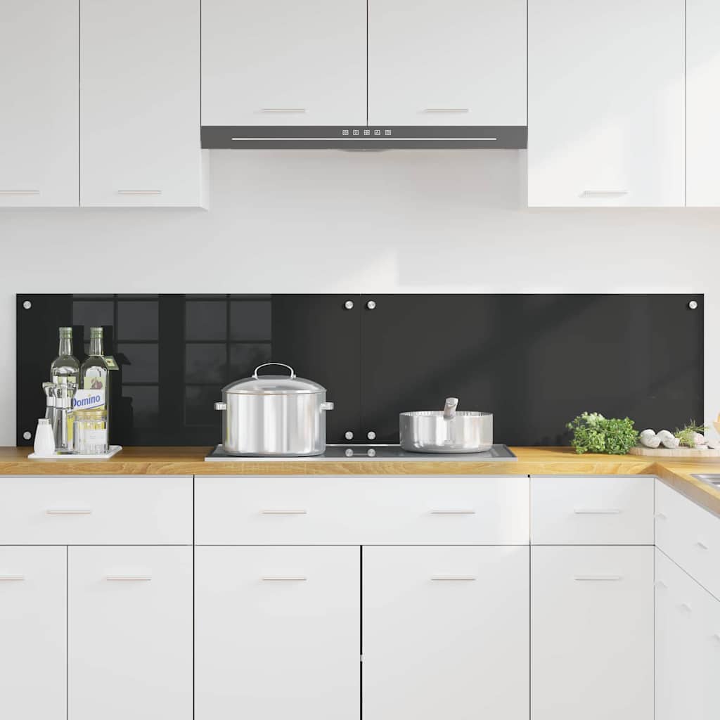 Keukenachterwand 2 st Zwart 90 x 40 cm gehard glas