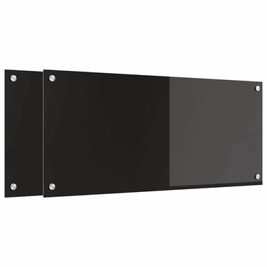 Keukenachterwand 2 st Zwart 90 x 40 cm gehard glas