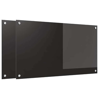 Keukenachterwand 2 st Zwart 90 x 50 cm gehard glas