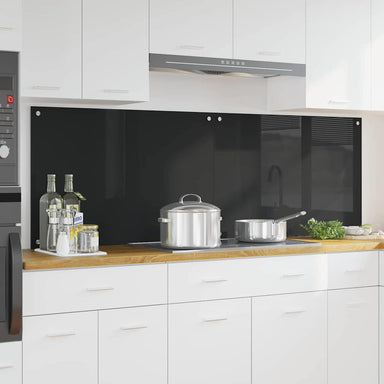 Keukenachterwand 2 st Zwart 90 x 60 cm gehard glas
