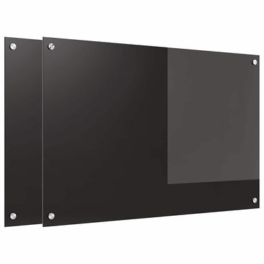 Keukenachterwand 2 st Zwart 90 x 60 cm gehard glas
