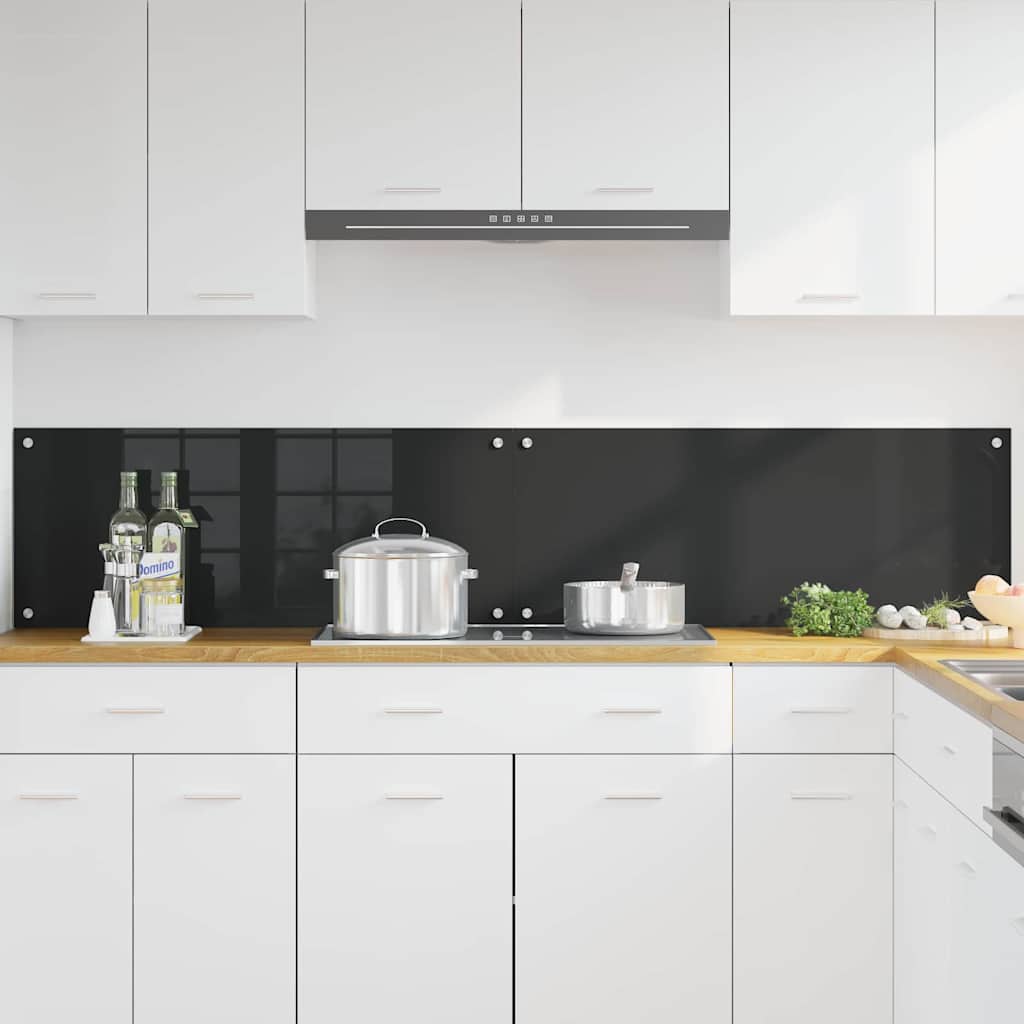 Keukenachterwand 2 st Zwart 100 x 40 cm gehard glas