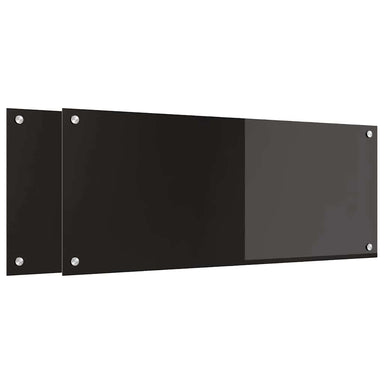 Keukenachterwand 2 st Zwart 100 x 40 cm gehard glas