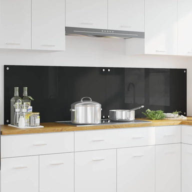 Keukenachterwand 2 st Zwart 100 x 50 cm gehard glas