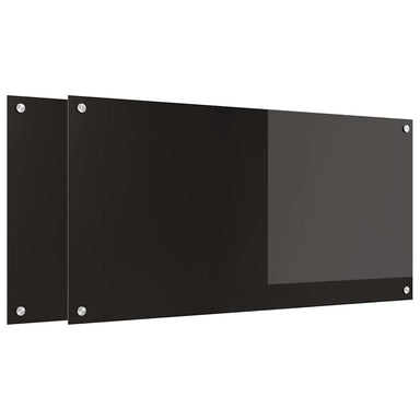 Keukenachterwand 2 st Zwart 100 x 50 cm gehard glas