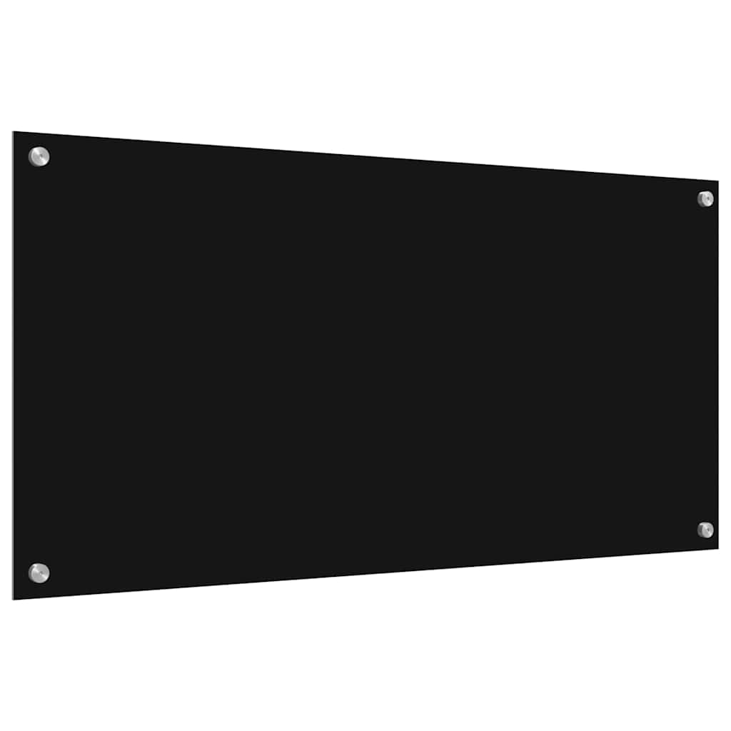Keukenachterwand 2 st Zwart 100 x 50 cm gehard glas