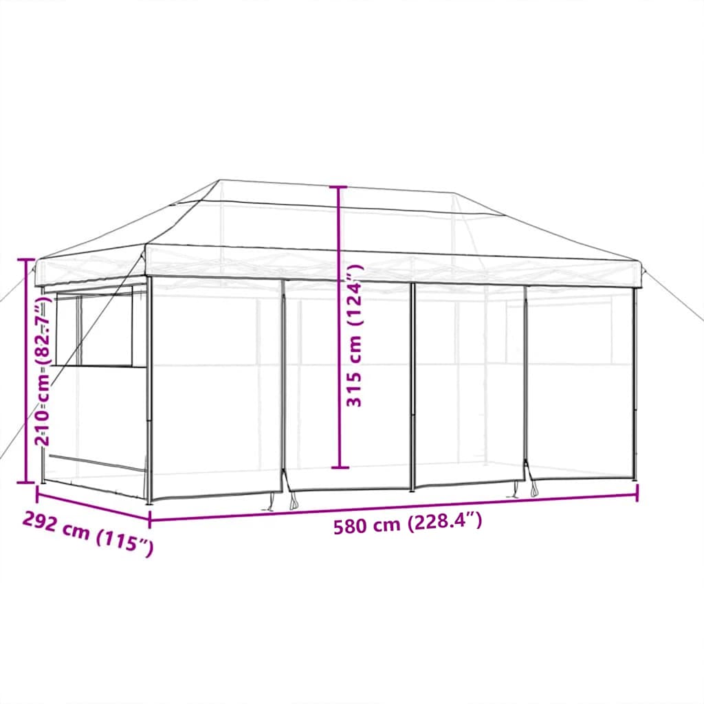 Partytent Pop-up Taupe 580 x 292 x 315 cm Oxford Stof