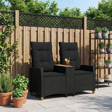 Ligbank met tafel Zwart 126 x 65 x 112 cm poly rattan