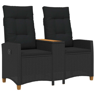 Ligbank met tafel Zwart 126 x 65 x 112 cm poly rattan