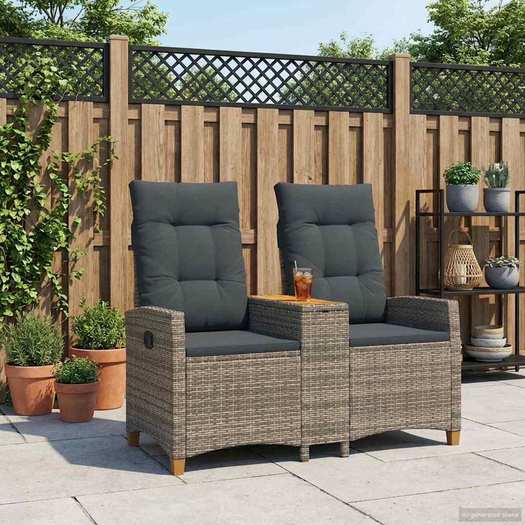 Ligbank met tafel Grijs en Donkergrijs 126 x 65 x 112 cm