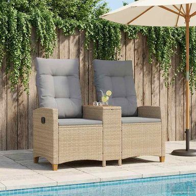 Ligbank met tafel Beige en Licht Grijs 126 x 65 x 112 cm