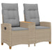 Ligbank met tafel Beige en Licht Grijs 126 x 65 x 112 cm