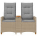 Ligbank met tafel Beige en Licht Grijs 126 x 65 x 112 cm