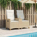 Ligbank met tafel Beige en Crème Wit 126 x 65 x 112 cm
