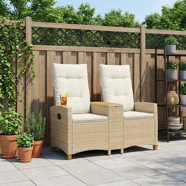 Ligbank met tafel Beige en Crème Wit 126 x 65 x 112 cm