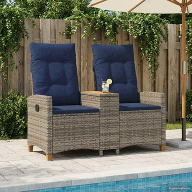 Ligbank met tafel Grijs en Marineblauw 126 x 65 x 112 cm