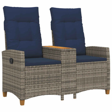 Ligbank met tafel Grijs en Marineblauw 126 x 65 x 112 cm